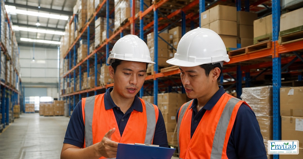 Chuyên gia Envilab trao đổi an toàn lao động tại kho xưởng